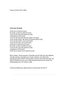 thumbnail of Christ has no body – Teresa of Avila