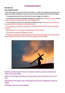 thumbnail of Praying with Scripture – Mark 8 v31-end